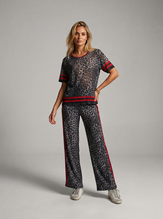 Set mesh animal print y franjas