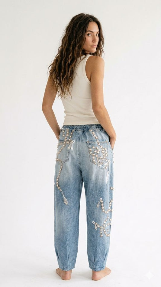 Pantalón estampado barrel.