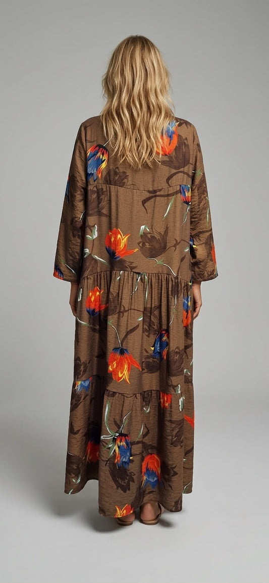 Vestido estampado flores fuego