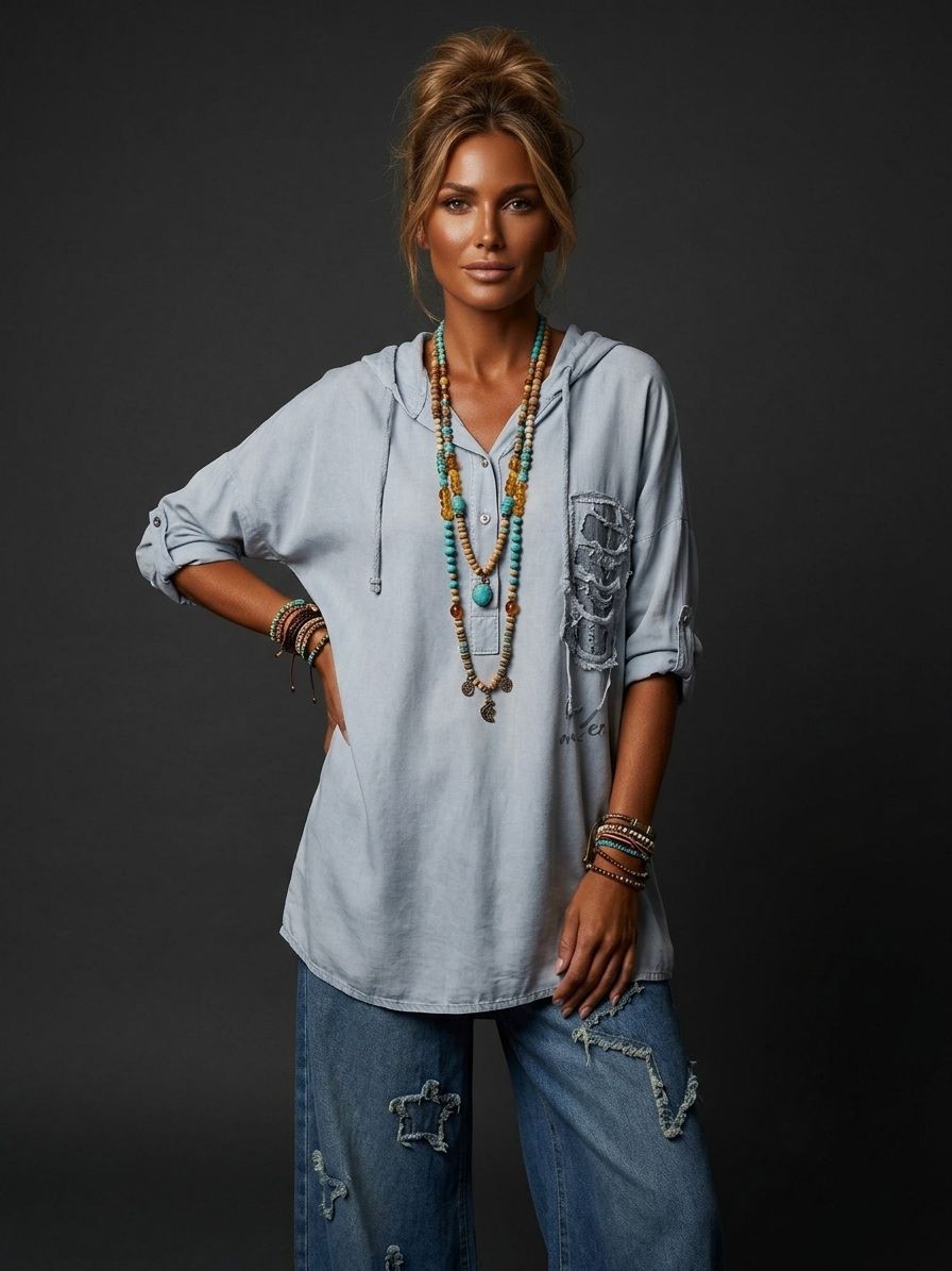 Blusa con capucha y lentejuela