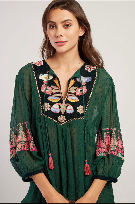 Blusa bordada de chiffon
