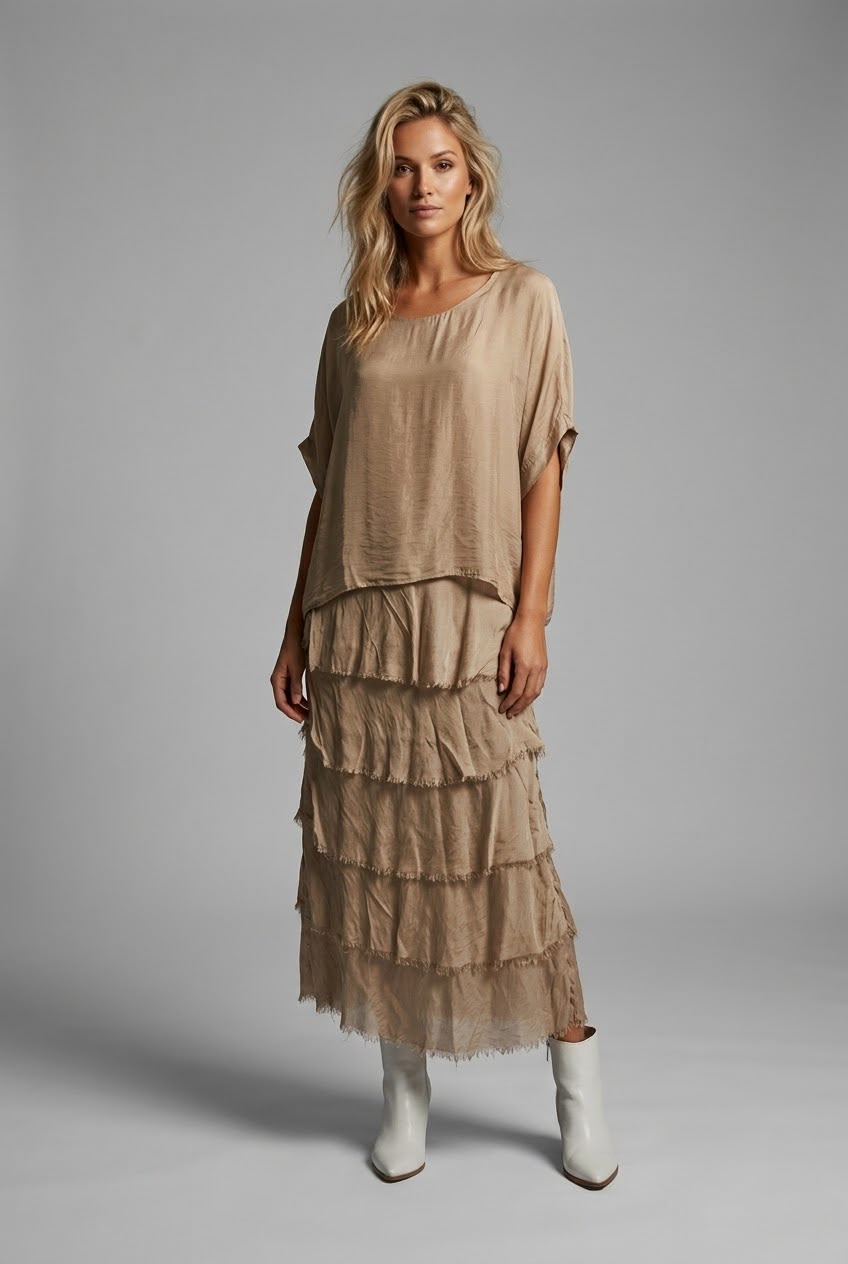 Vestido seda gajos