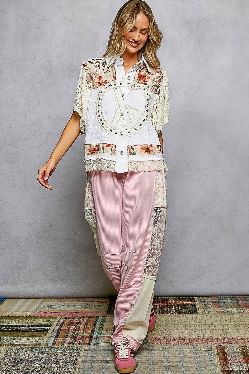 Blusa Peace and Love con encaje