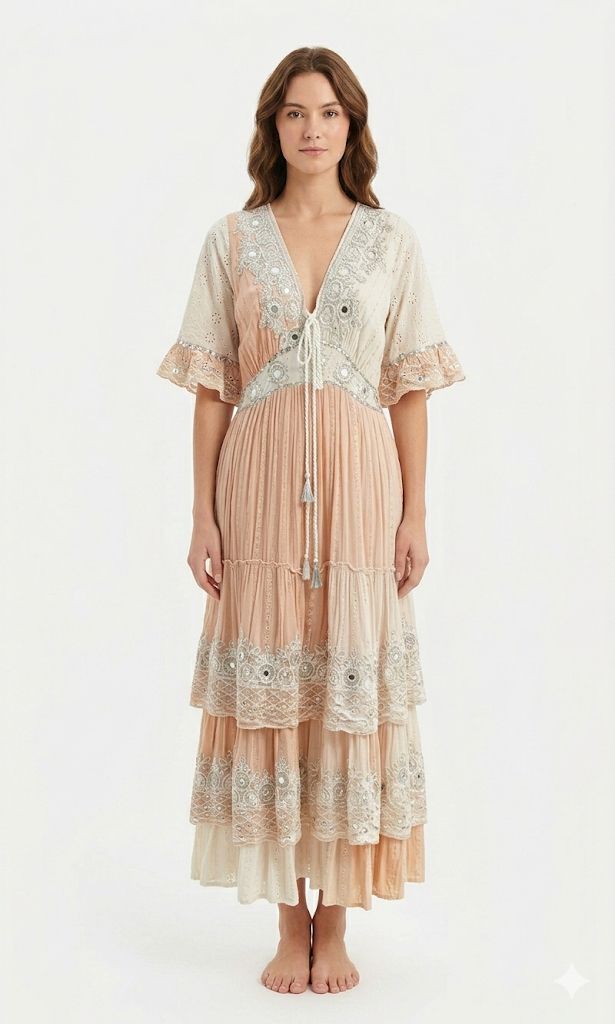 Vestido degradado cuentas.