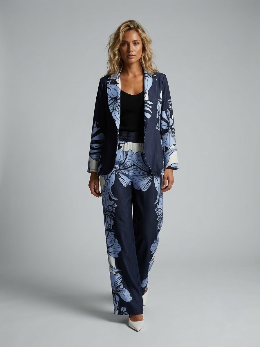 Set de saco y pantalón estampado flores