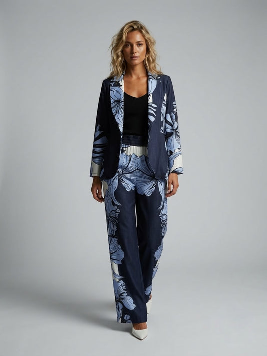 Set de saco y pantalón estampado flores