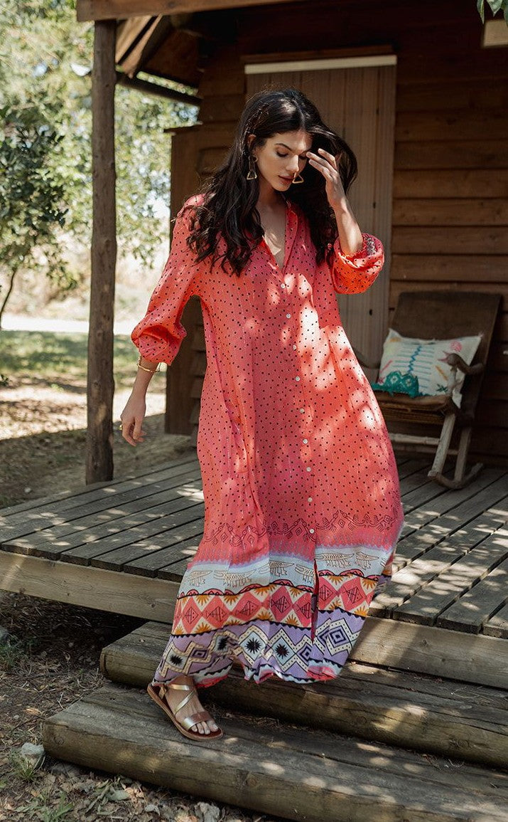 Vestido camisero cenefa