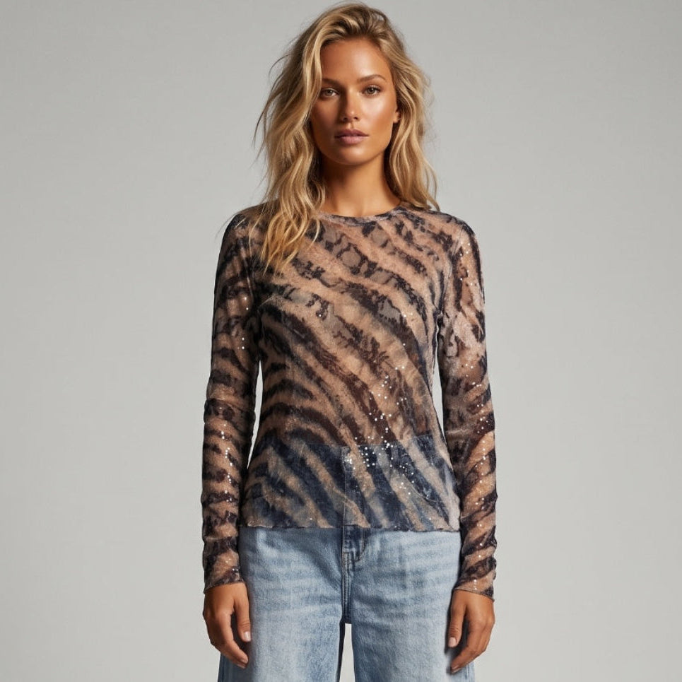 Blusa mesh zebra