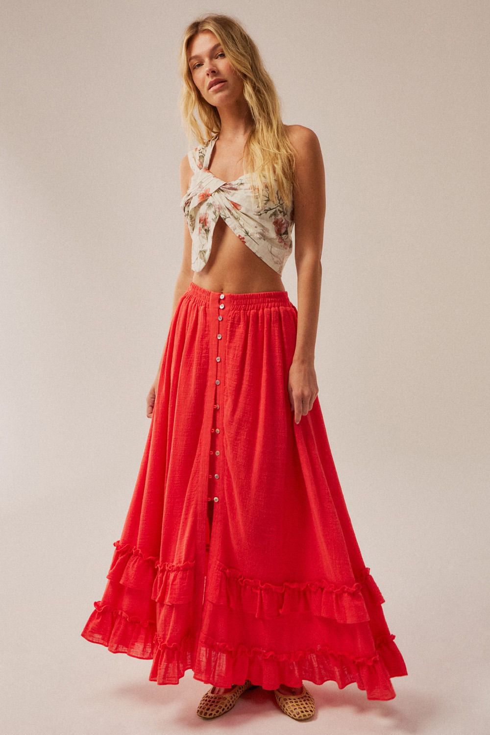 Falda boho escarolas
