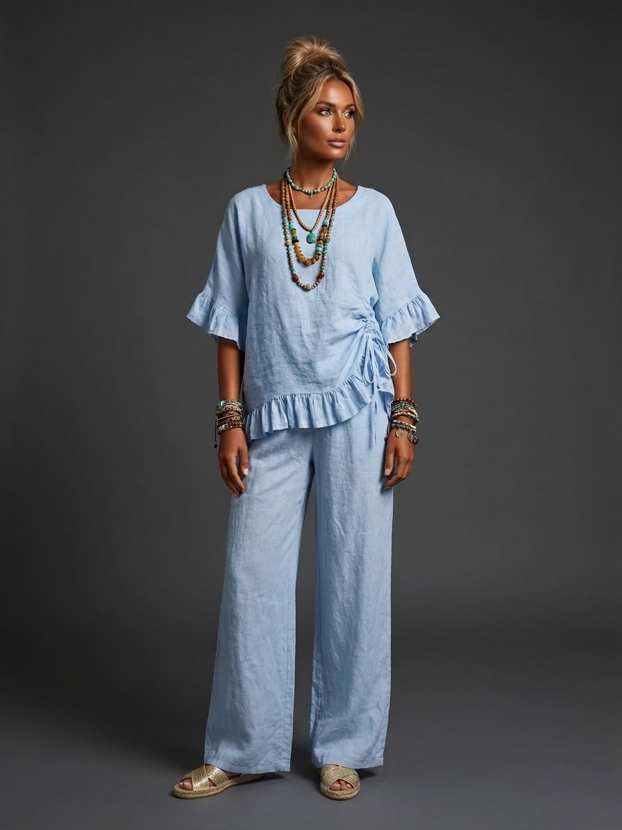 Blusa lino con jareta