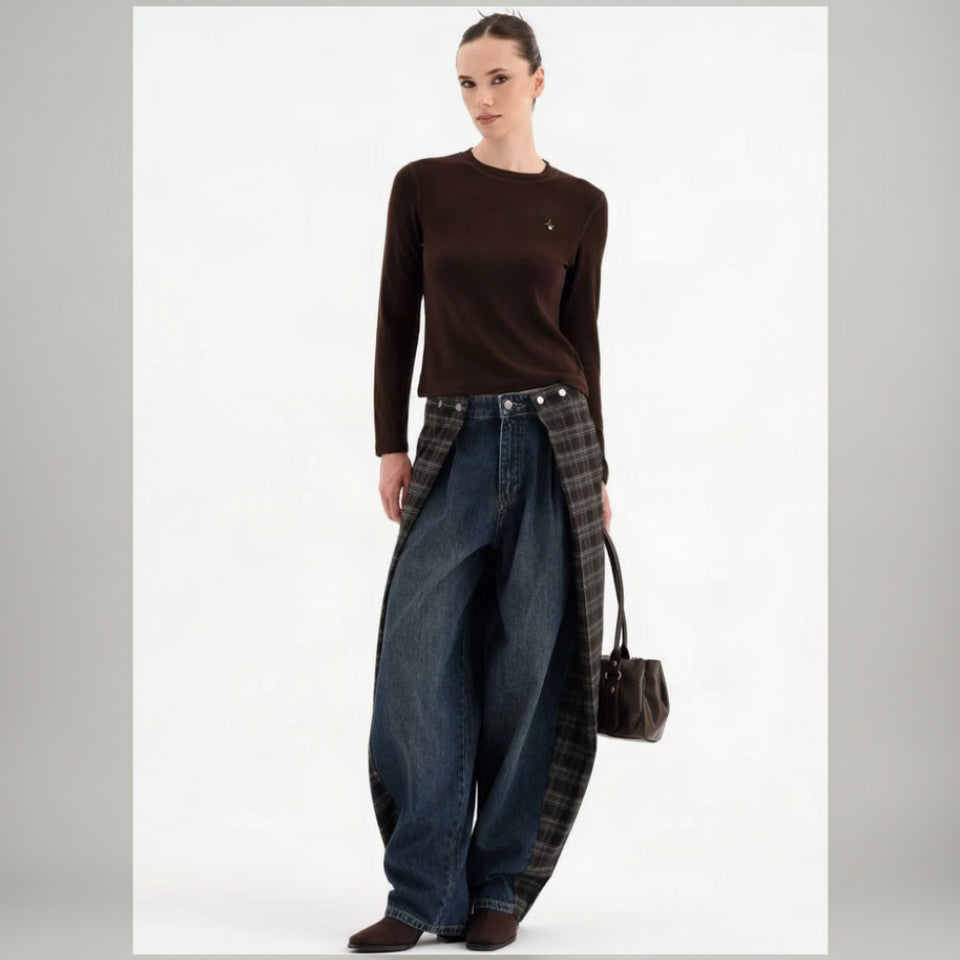 Jeans con tela cuadros