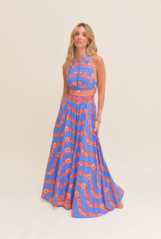 Vestido estampado halter
