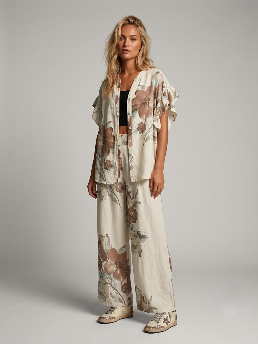 Set lino estampado
