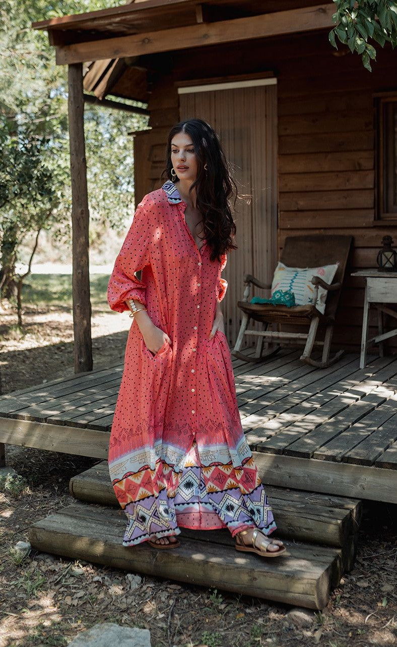 Vestido camisero cenefa