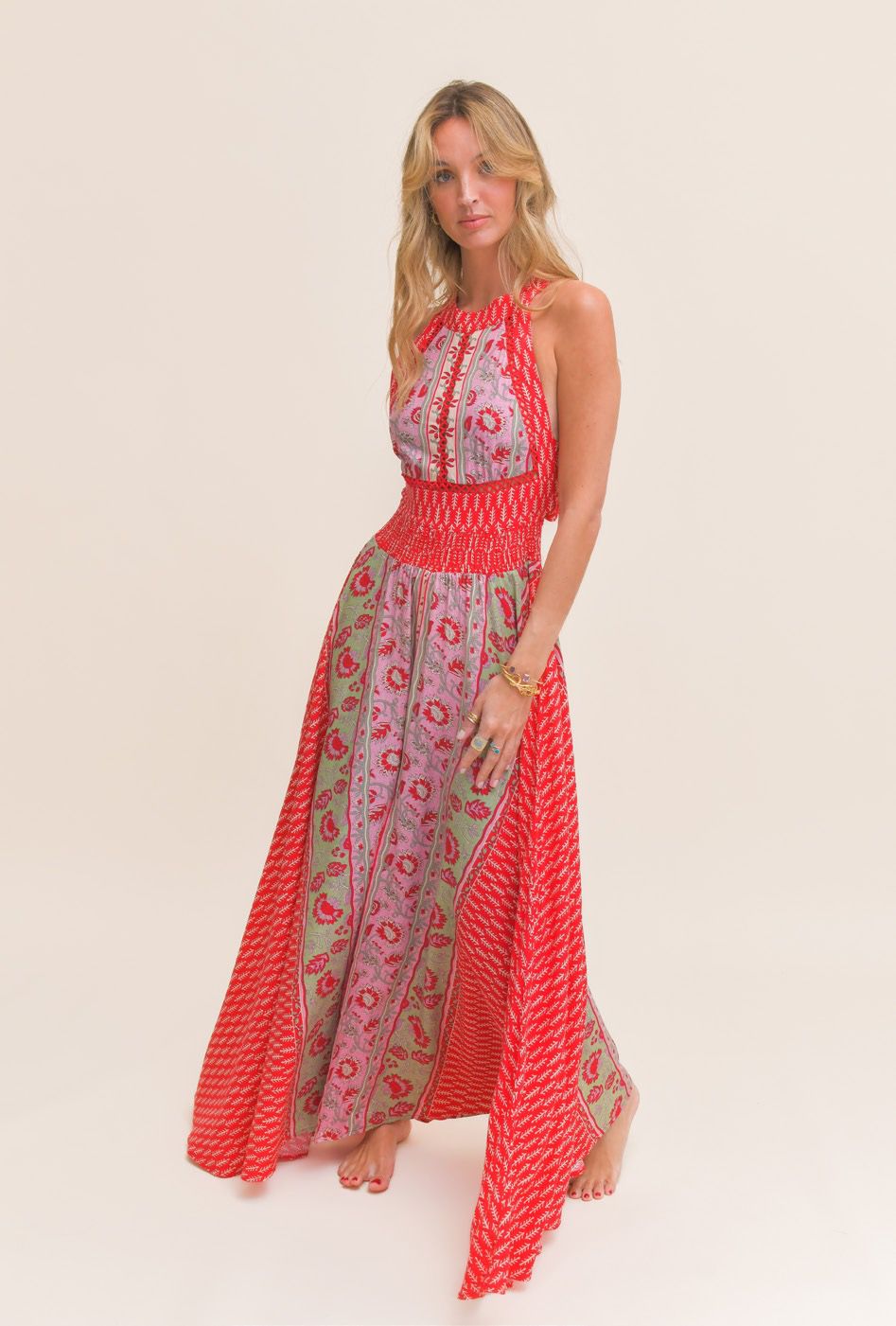 Vestido estampado amarre