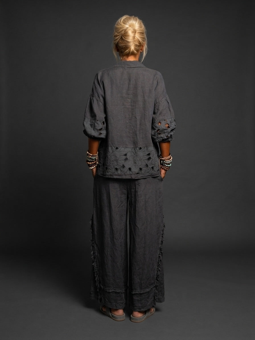 Blusa lino bordada