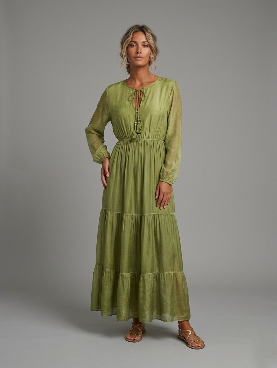 Vestido de seda con cortes