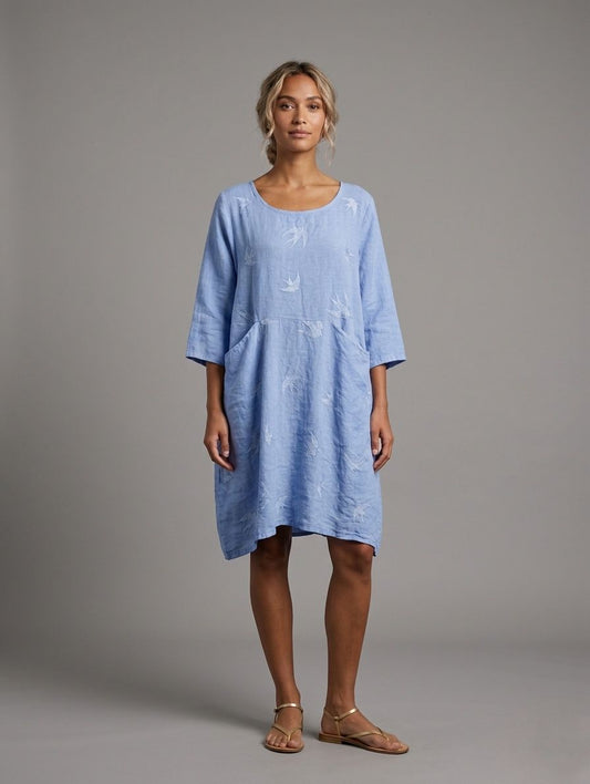 Vestido lino gaviotas