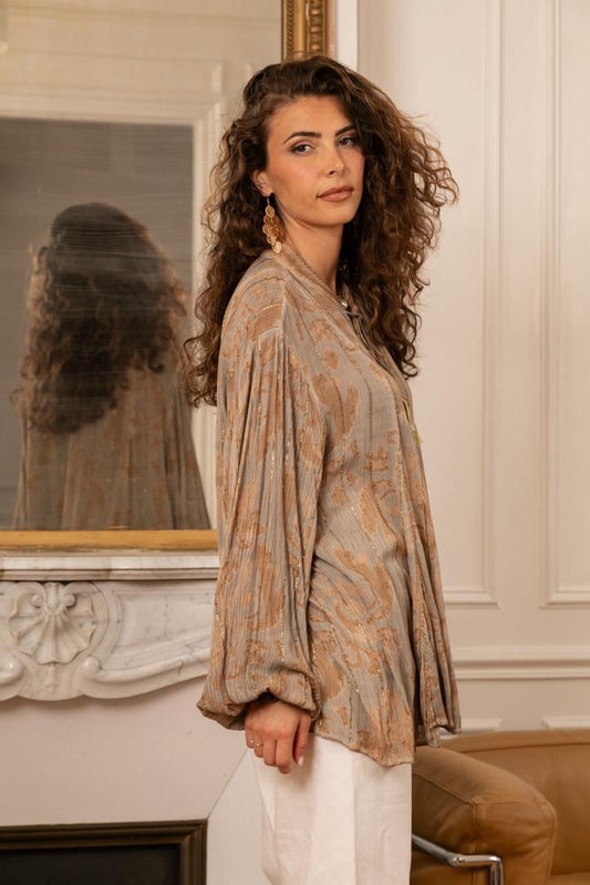 Blusa con lurex y amarre