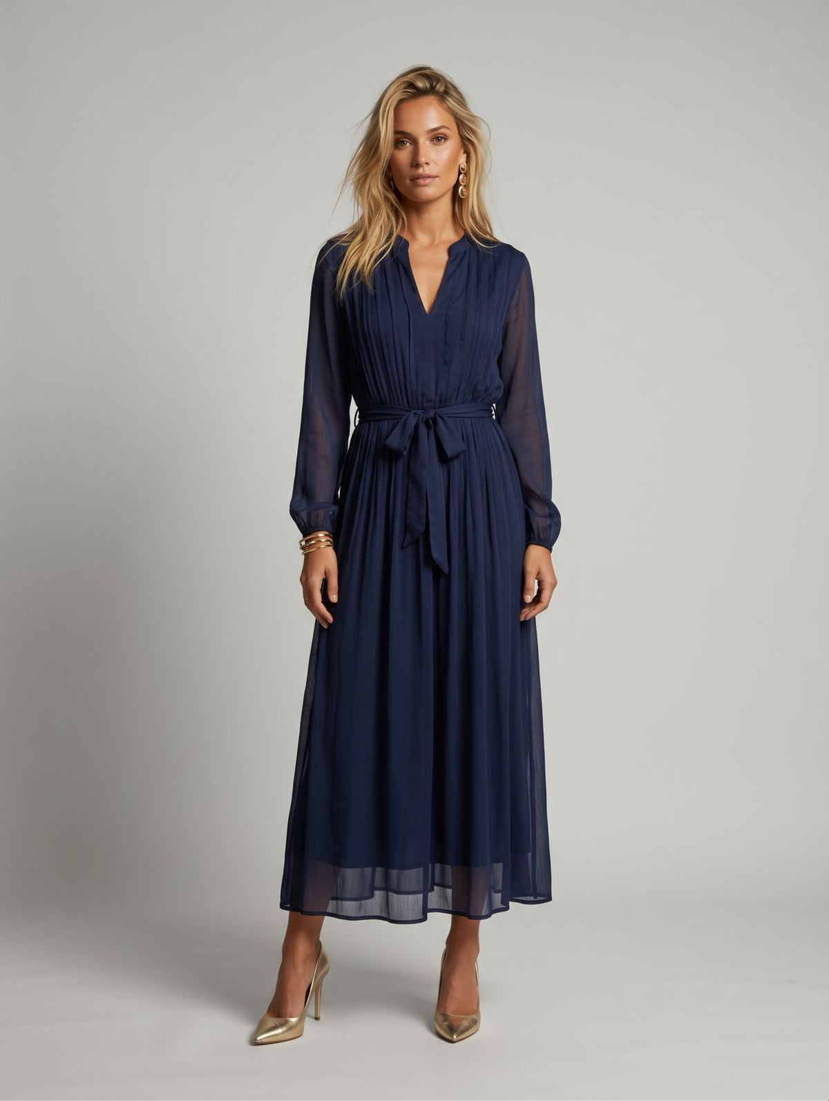 Vestido seda cinto