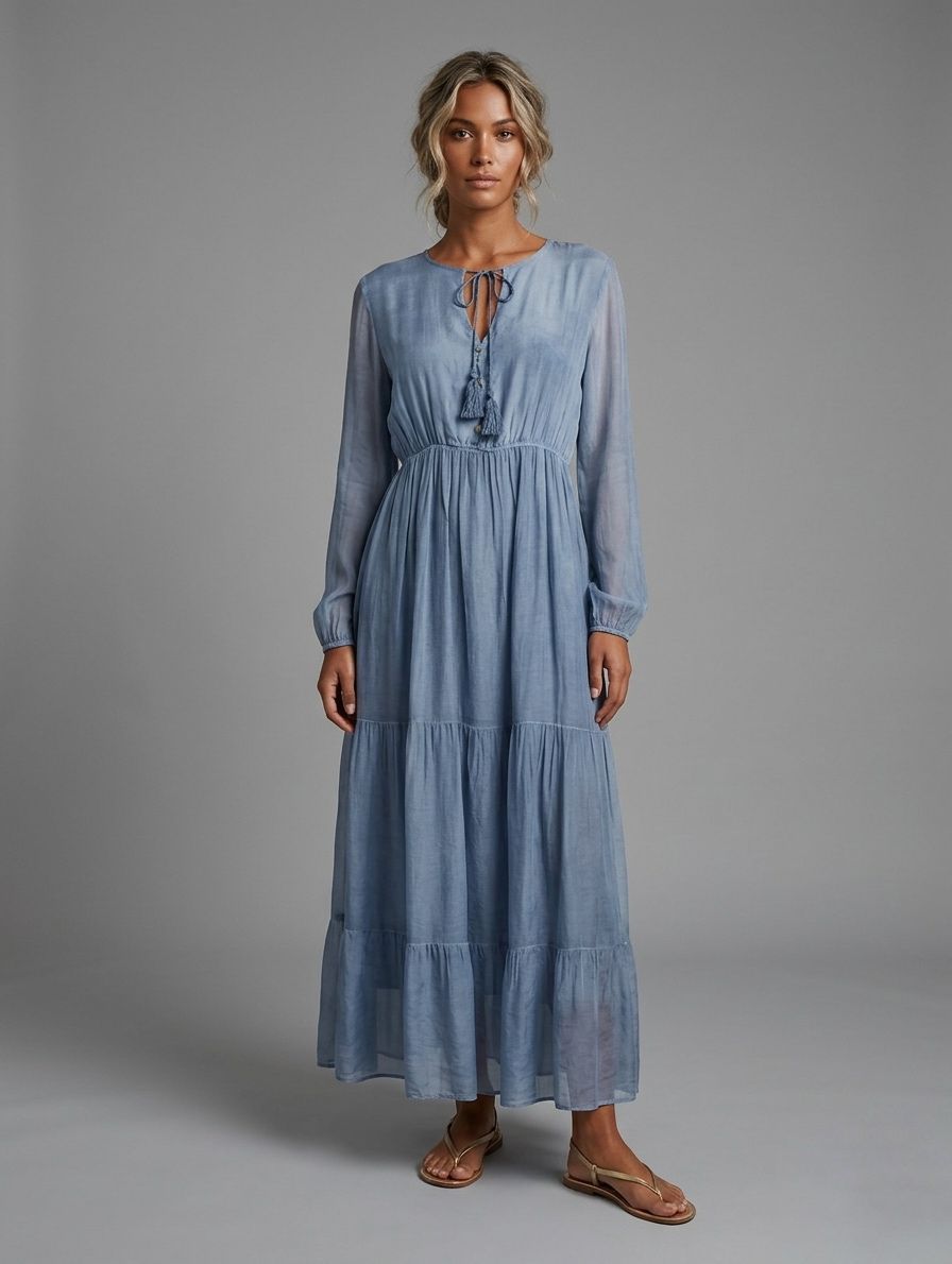 Vestido de seda con cortes
