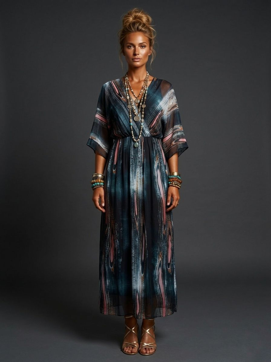 Vestido de seda estampado