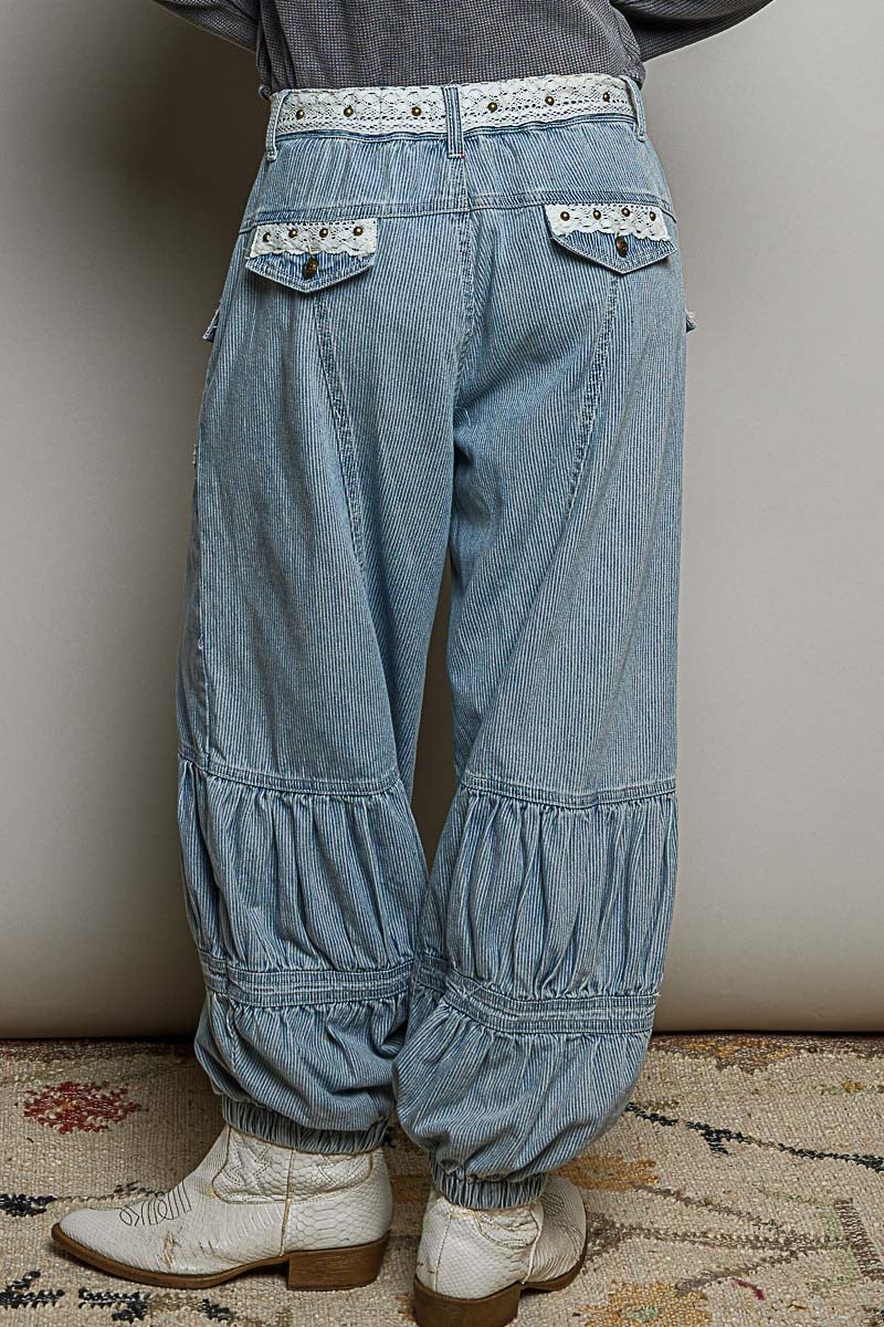 Jeans mini rayas cortes