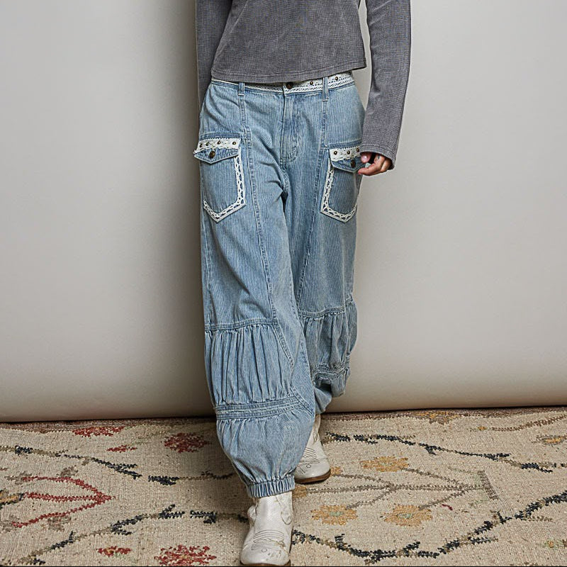 Jeans mini rayas cortes