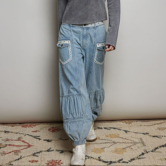 Jeans mini rayas cortes