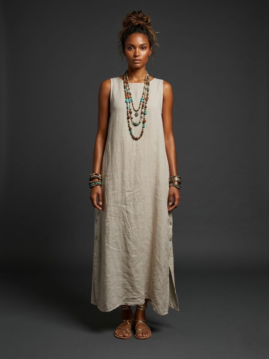Vestido de lino botones