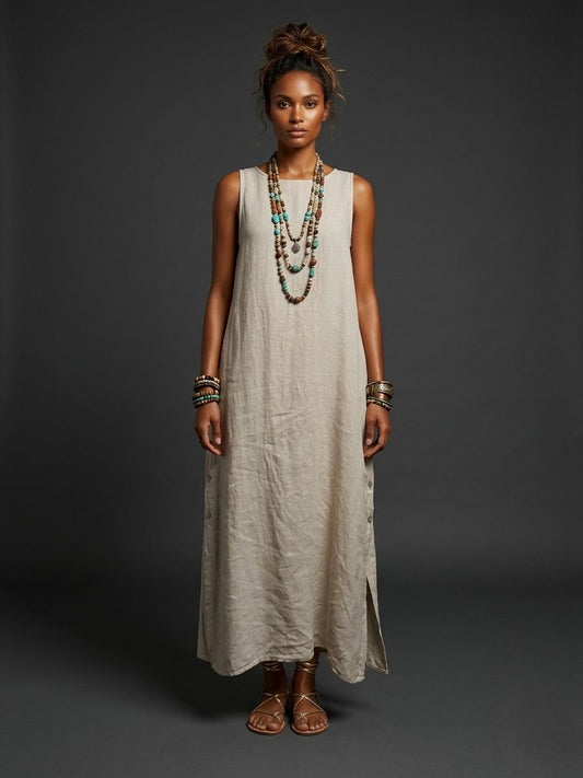 Vestido de lino botones