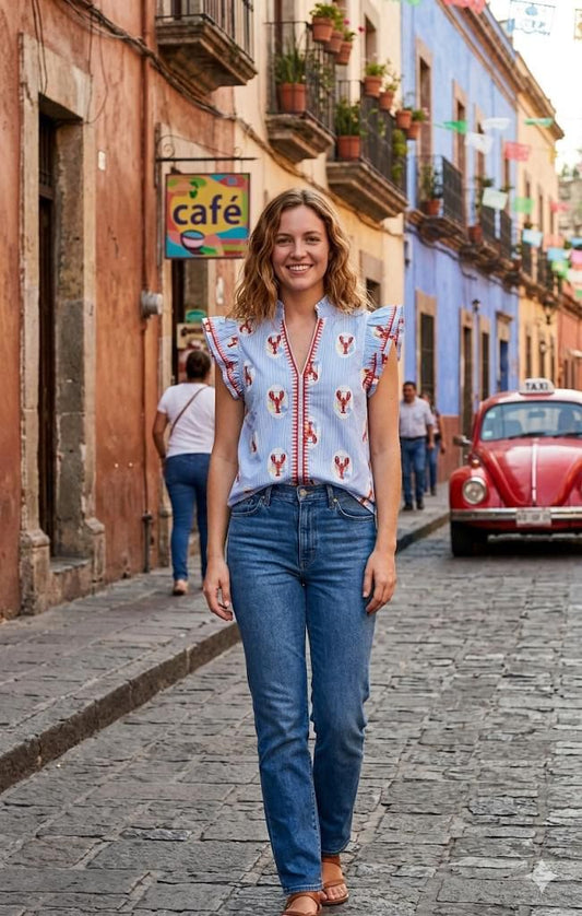 Blusa langostas con bordados