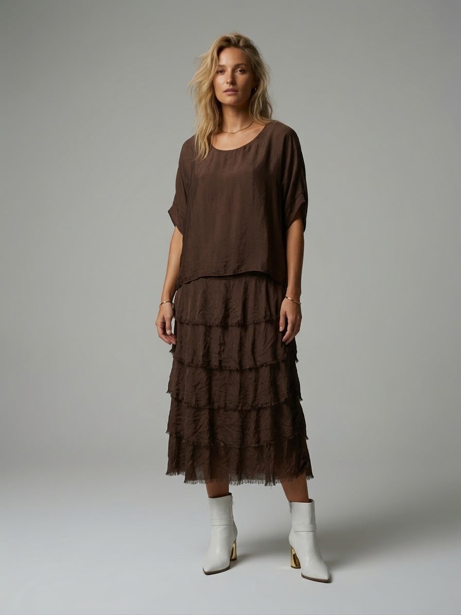 Vestido seda gajos
