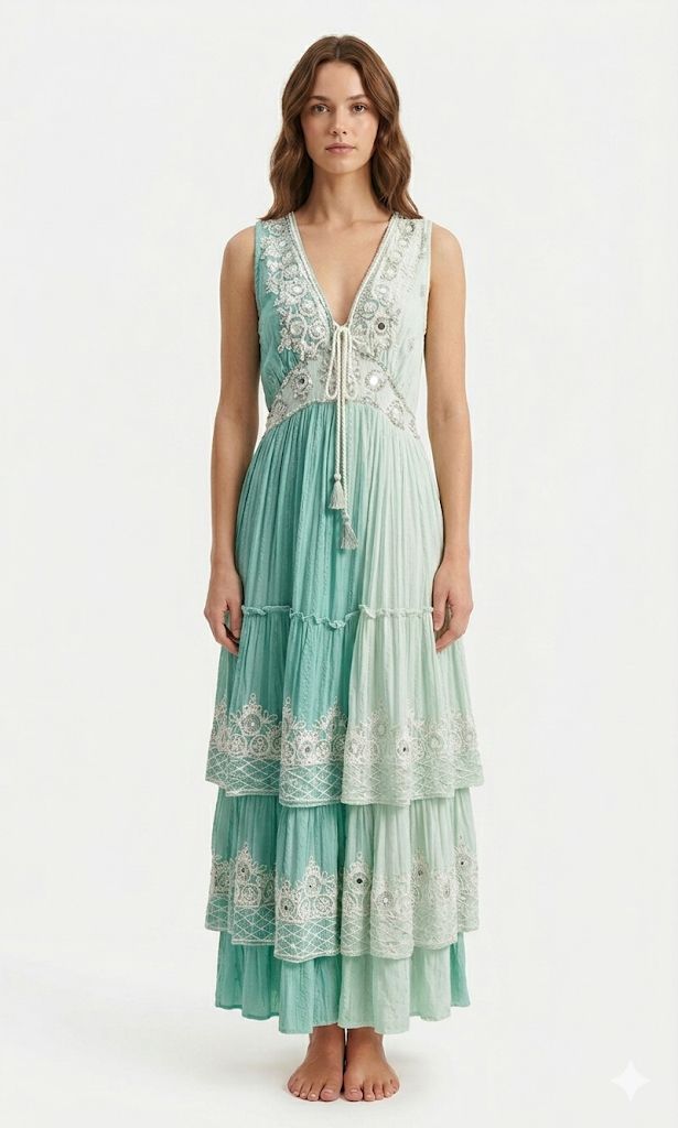 Vestido degradado cuentas.