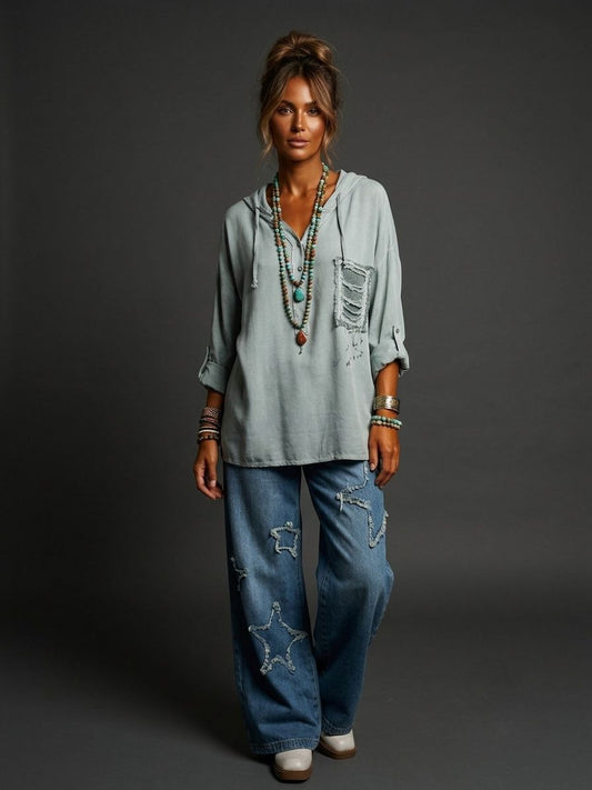Blusa con capucha y lentejuela