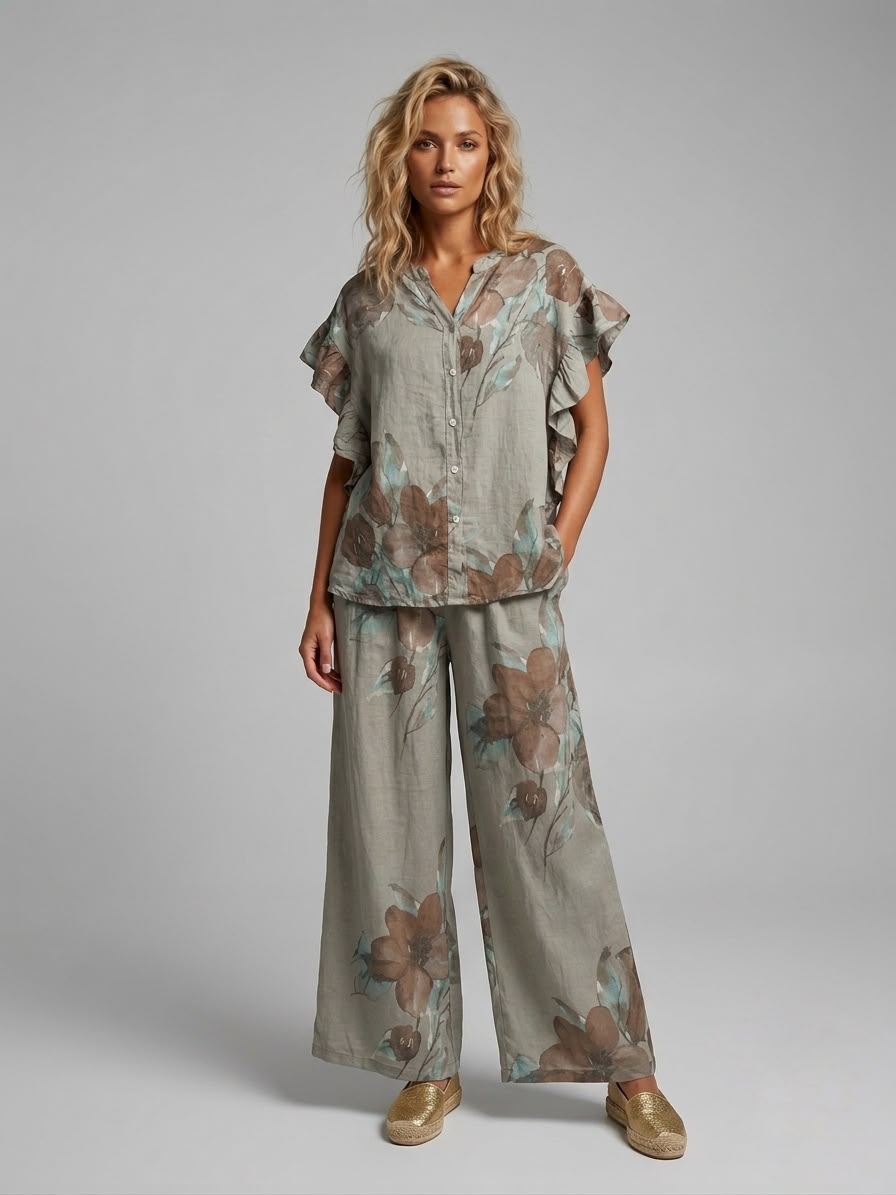 Set lino estampado