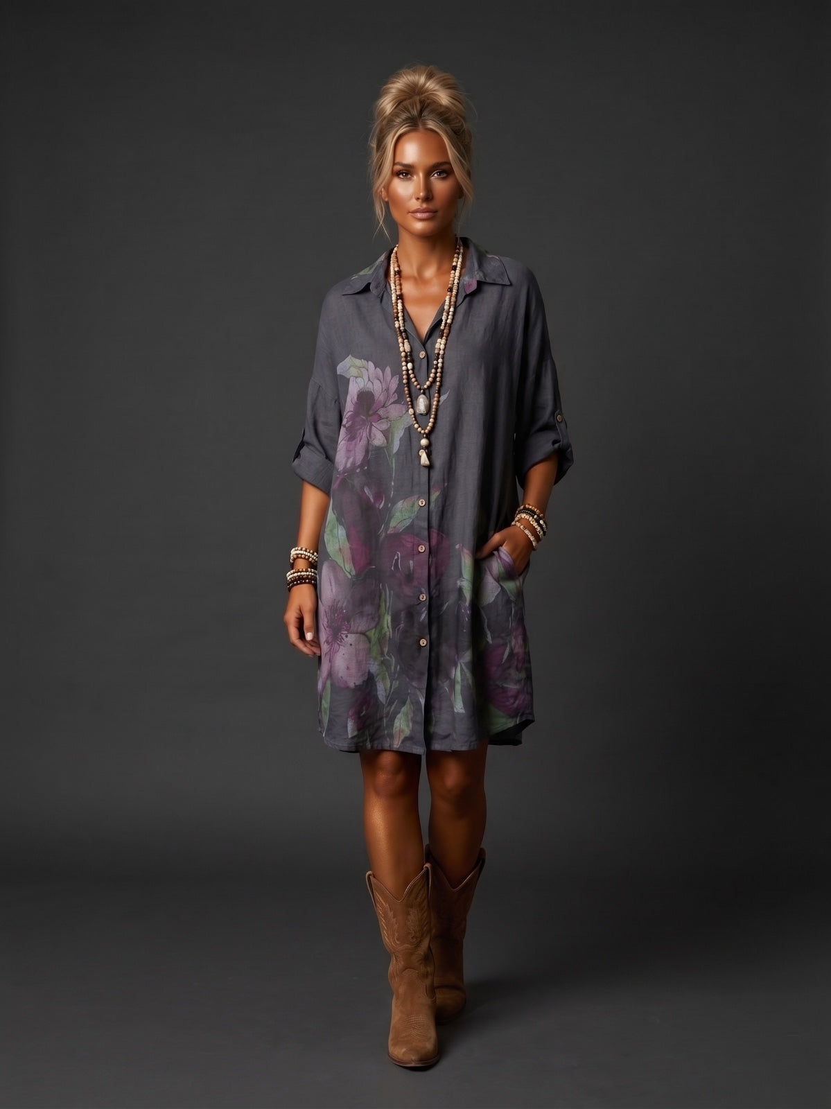 Vestido camisero estampado
