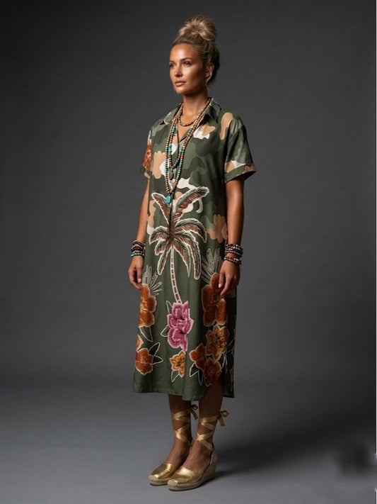 Vestido lino palmeras