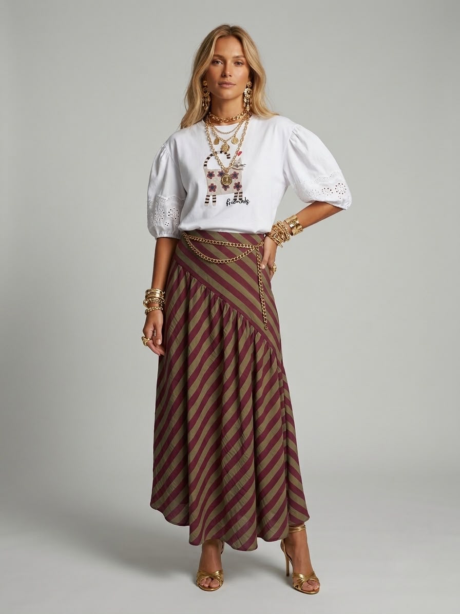 Falda rayas con corte diagonal