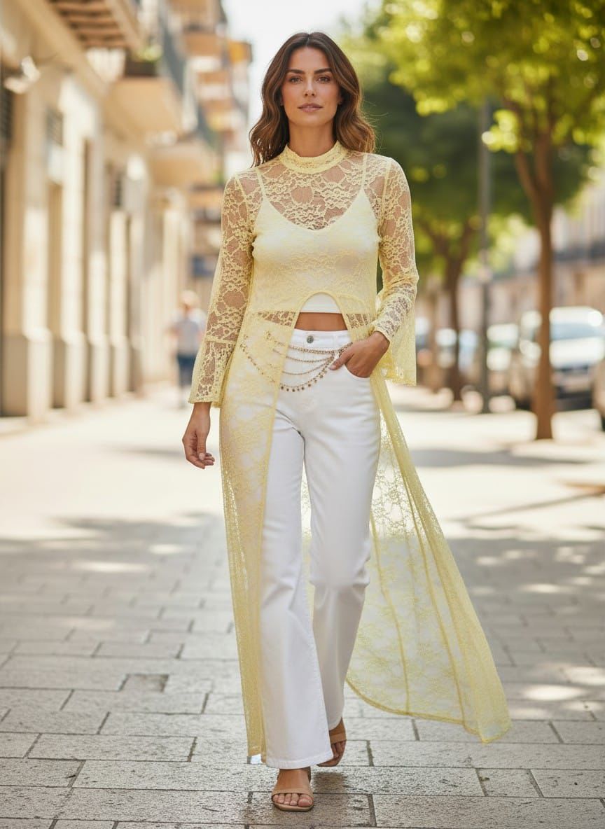 Blusa de encaje asimétrica