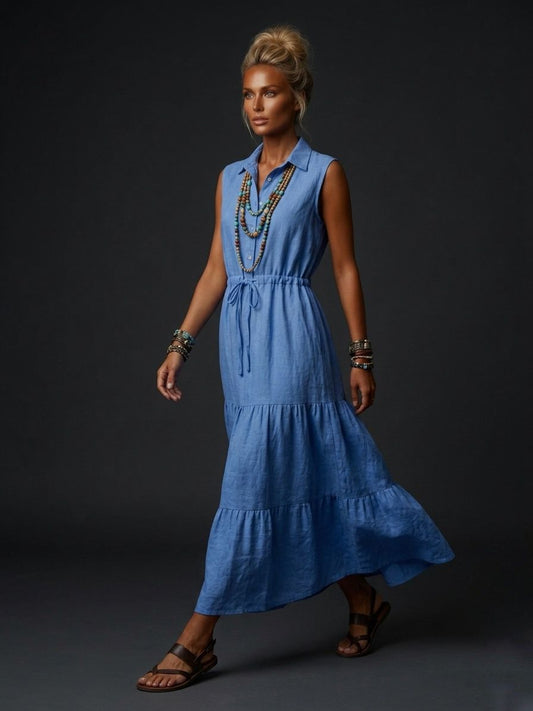 Vestido lino cortes