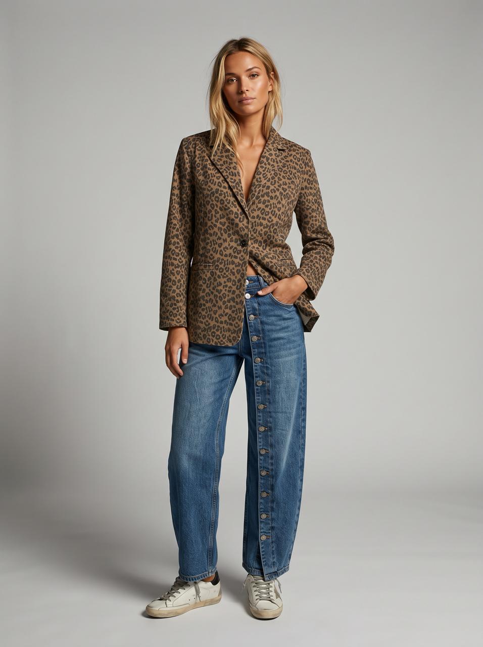 Saco mezclilla animal print