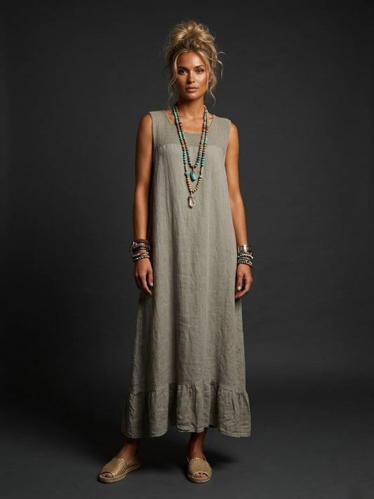 Vestido lino calado