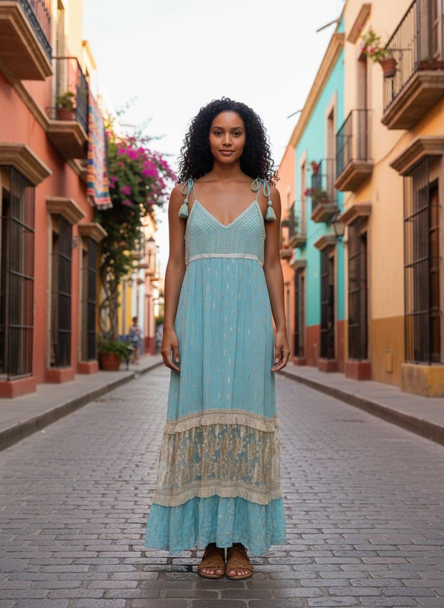 Vestido con perlas y foil