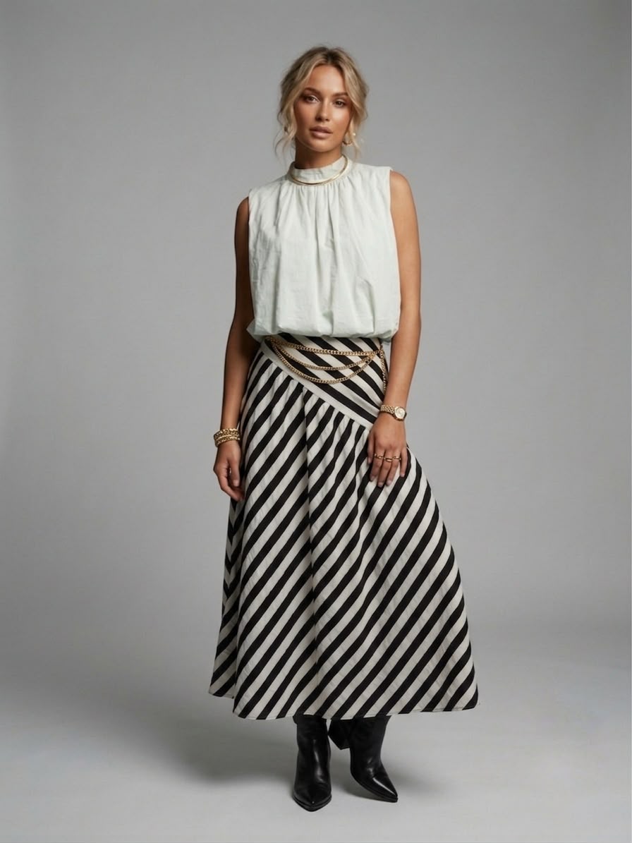 Falda rayas con corte diagonal