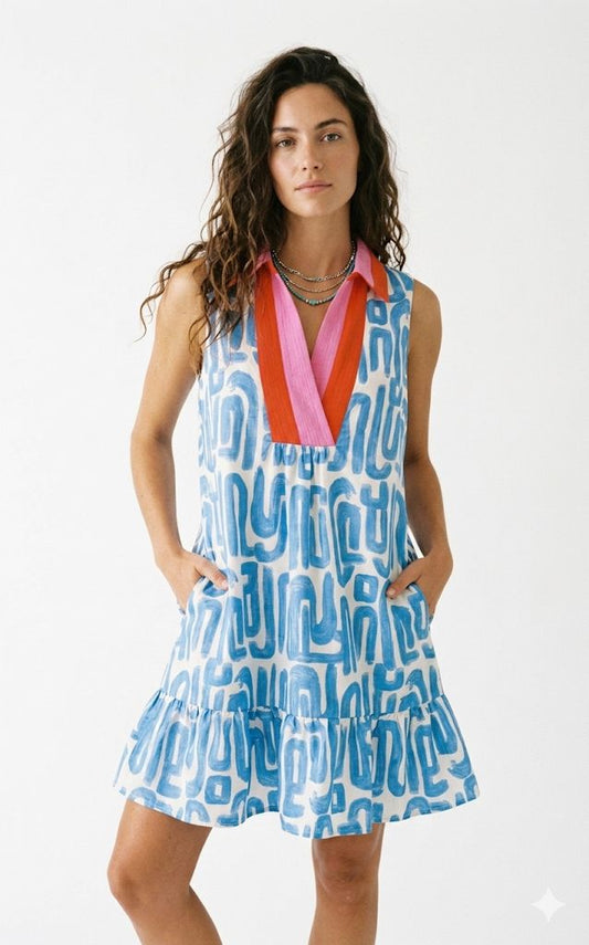 Vestido grecas con contraste