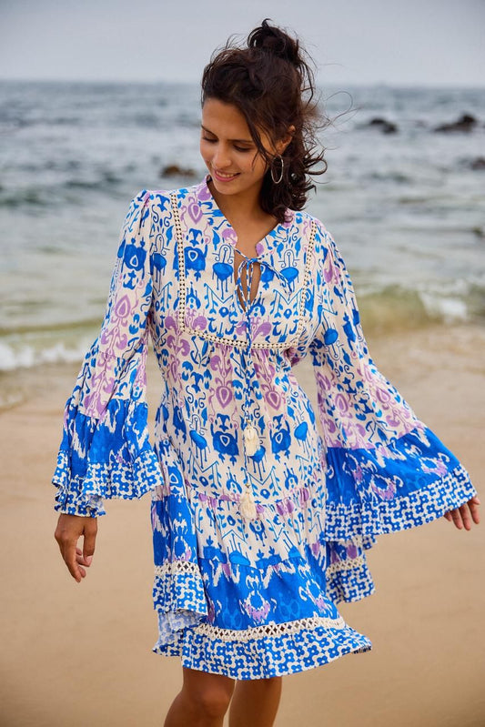Vestido estampado con guipiur