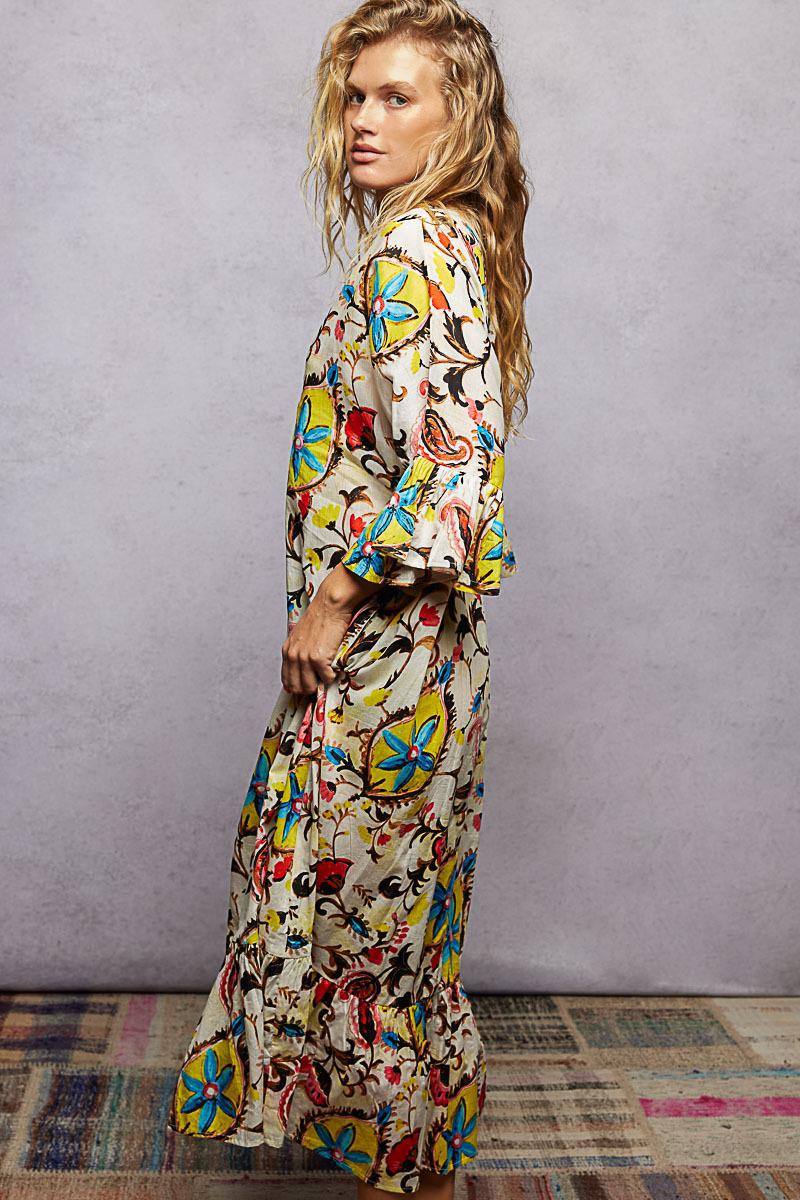 Vestido estampado con aplicación