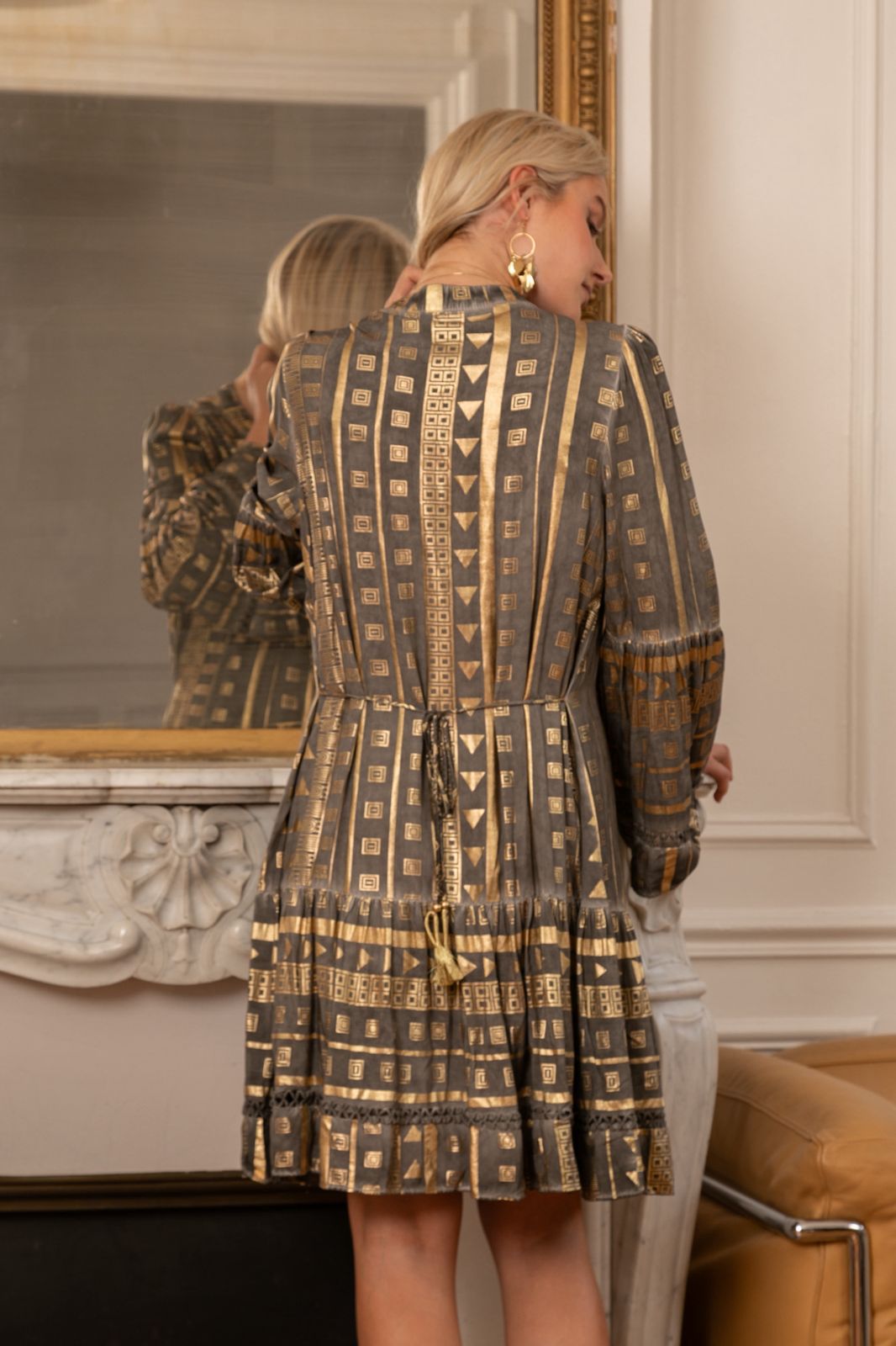 Vestido con canesú estampado