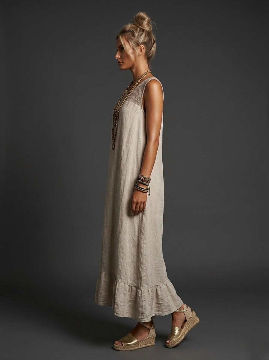 Vestido lino calado
